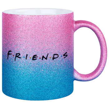 Friends, Κούπα Χρυσή/Μπλε Glitter, κεραμική, 330ml