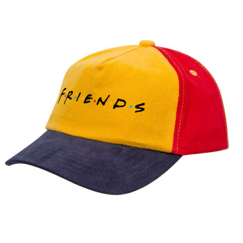 Friends, Καπέλο παιδικό Baseball, 100% Βαμβακερό Drill, Κίτρινο/Μπλε/Κόκκινο (ΒΑΜΒΑΚΕΡΟ, ΠΑΙΔΙΚΟ, ONE SIZE)