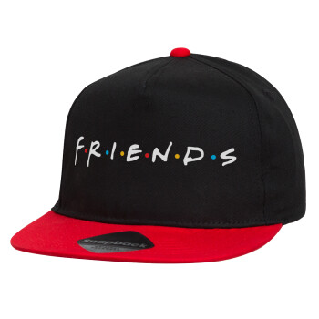 Friends, Καπέλο παιδικό Flat Snapback, Μαύρο/Κόκκινο (100% ΒΑΜΒΑΚΕΡΟ, ΠΑΙΔΙΚΟ, UNISEX, ONE SIZE)