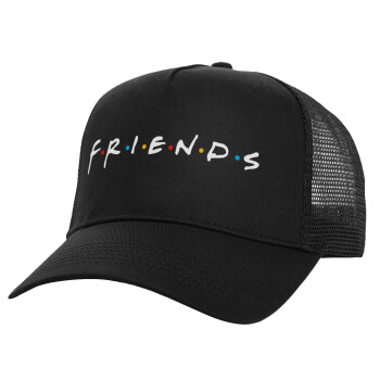 Friends, Καπέλο Ενηλίκων Structured Trucker, με Δίχτυ, Μαύρο (100% ΒΑΜΒΑΚΕΡΟ, ΕΝΗΛΙΚΩΝ, UNISEX, ONE SIZE)