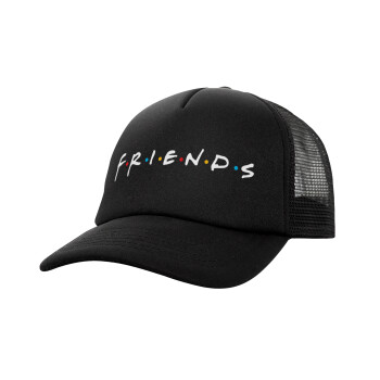 Friends, Καπέλο Ενηλίκων Soft Trucker με Δίχτυ Μαύρο (POLYESTER, ΕΝΗΛΙΚΩΝ, UNISEX, ONE SIZE)