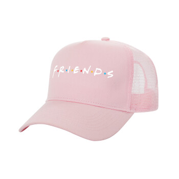 Friends, Adult Structured Trucker Hat, with Mesh, PINK (100% COTTON, ADULT, UNISEX, ONE SIZE)
