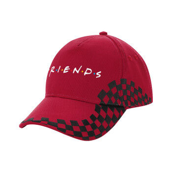 Friends, Adult Cap RACING Ultimate Red/Black, (100% COTTON DRILL, ADULT, UNISEX, ONE SIZE ADULT)
