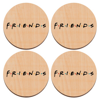 Friends, ΣΕΤ x4 Σουβέρ ξύλινα στρογγυλά plywood (9cm)
