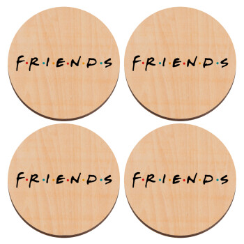 Friends, ΣΕΤ x4 Σουβέρ ξύλινα στρογγυλά plywood (9cm)