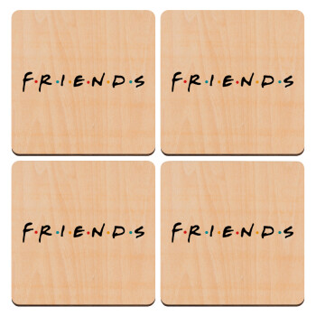 Friends, ΣΕΤ x4 Σουβέρ ξύλινα τετράγωνα plywood (9cm)