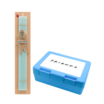 Friends, Easter Set, children's snack container BLUE & Easter aromatic flat candle (30cm) (TURQUOISE)