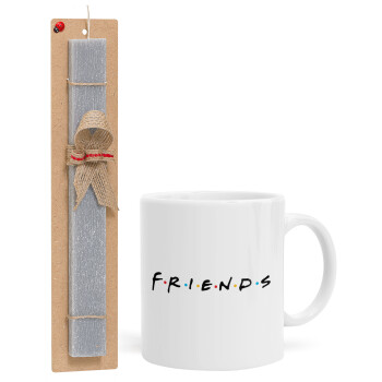 Friends, Πασχαλινό Σετ, Κούπα κεραμική (330ml) & πασχαλινή λαμπάδα αρωματική πλακέ (30cm) (ΓΚΡΙ)
