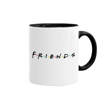 Friends, Κούπα χρωματιστή μαύρη, κεραμική, 330ml