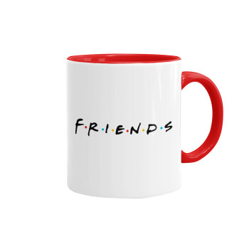 Friends, Κούπα χρωματιστή κόκκινη, κεραμική, 330ml