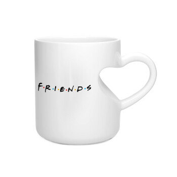 Friends, Κούπα καρδιά λευκή, κεραμική, 330ml
