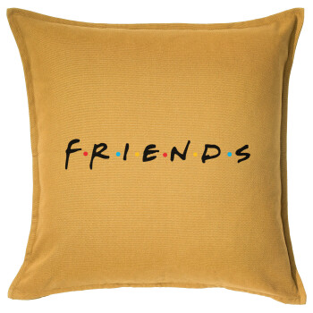 Friends, Μαξιλάρι καναπέ Κίτρινο 100% βαμβάκι, περιέχεται το γέμισμα (50x50cm)