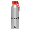 Αλουμινένιο Αθλητικό Μπουκάλι 650ml – Ασημί με Κόκκινο Καπάκι και Λουράκι Σιλικόνης