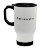 Friends, Stainless steel travel mug with lid, double wall (warm) white 450ml