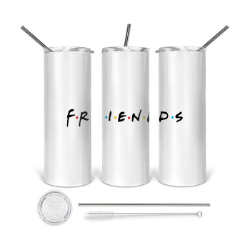 Friends, Tumbler stainless steel 600ml, with metal straw & cleaning brush