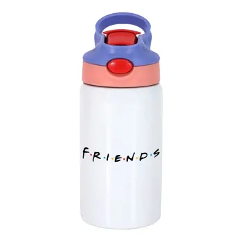Friends, Children's hot water bottle, stainless steel, with safety straw, pink/purple (350ml)