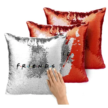 Friends, Μαξιλάρι καναπέ Μαγικό Κόκκινο με πούλιες 40x40cm περιέχεται το γέμισμα