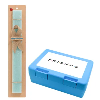 Friends, Easter Set, children's snack container BLUE & Easter aromatic flat candle (30cm) (TURQUOISE)