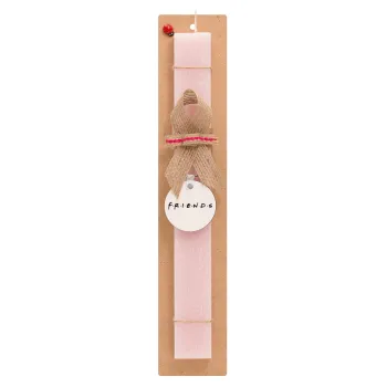 Friends, Easter Set, wooden keychain & scented flat Easter candle (30cm) (PINK)