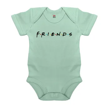 Friends, Βρεφικό φορμάκι μωρού, 0-18 μηνών, mint (Μέντα), 100% Organic Cotton, κοντομάνικο