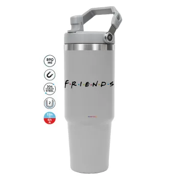 Friends, ΓΚΡΙ χρώματος Θερμός Ανοξείδωτο 890ml (30oz) με χερούλι