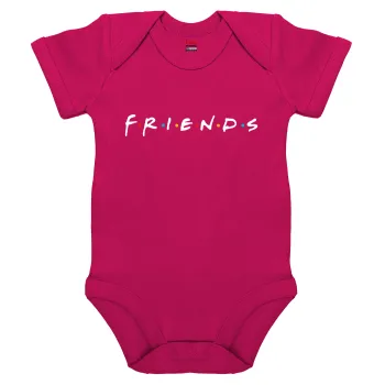 Friends, Βρεφικό φορμάκι μωρού, 0-18 μηνών, ΡΟΖ, 100% Organic Cotton, κοντομάνικο