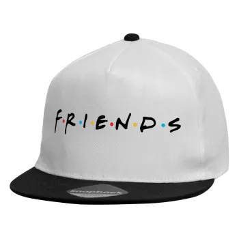 Friends, Child's Flat Snapback Hat, White (100% COTTON, CHILDREN'S, UNISEX, ONE SIZE)