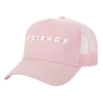 Friends, Καπέλο Παιδικό Structured Trucker, με Δίχτυ, ΡΟΖ (100% ΒΑΜΒΑΚΕΡΟ, ΠΑΙΔΙΚΟ, UNISEX, ONE SIZE)