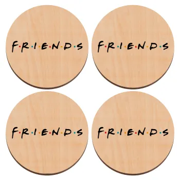 Friends, ΣΕΤ x4 Σουβέρ ξύλινα στρογγυλά plywood (9cm)
