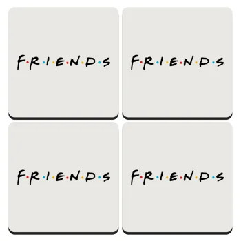 Friends, ΣΕΤ 4 Σουβέρ ξύλινα τετράγωνα (9cm)