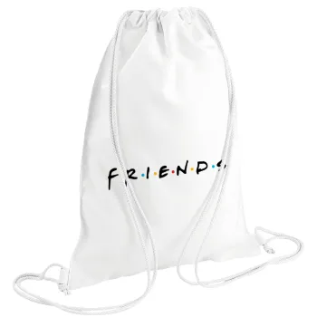 Friends, Τσάντα πλάτης πουγκί GYMBAG λευκή (28x40cm)