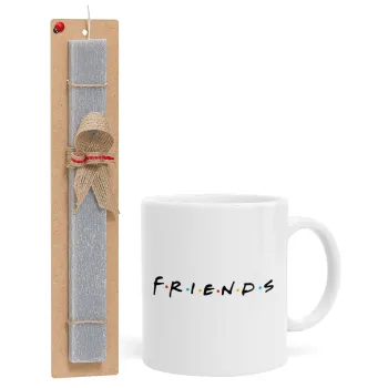 Friends, Πασχαλινή Λαμπάδα με Κούπα κεραμική (330ml) & κερί αρωματικό πλακέ (30cm) (ΓΚΡΙ)