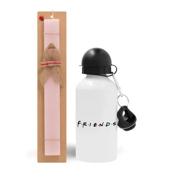 Friends, Easter Set, metallic aluminum bottle (500ml) & aromatic flat Easter candle (30cm) (PINK)