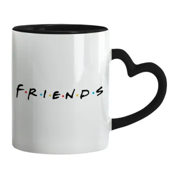 Friends, Mug heart black handle, ceramic, 330ml