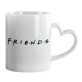 Friends, Κούπα καρδιά χερούλι λευκή, κεραμική, 330ml