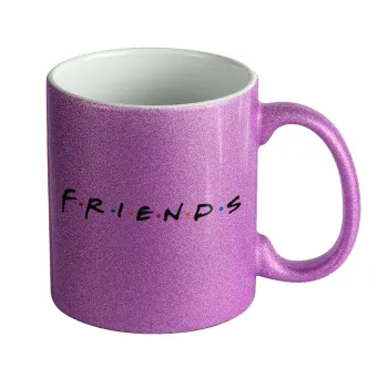 Friends, Κούπα Μωβ Glitter που γυαλίζει, κεραμική, 330ml