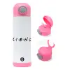 Children's hot water bottle, stainless steel, with safety straw, PINK (500ml)