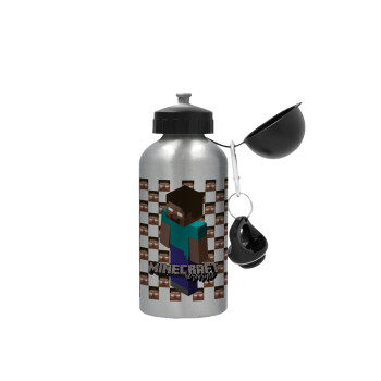 Minecraft herobrine, Metallic water jug, Silver, aluminum 500ml