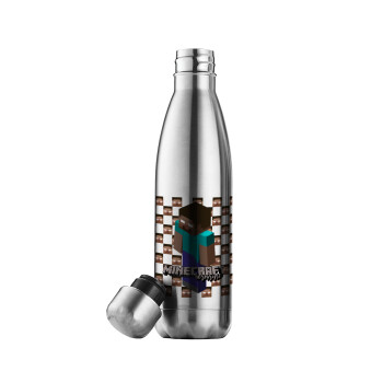 Minecraft herobrine, Μεταλλικό παγούρι θερμός Inox (Stainless steel), διπλού τοιχώματος, 500ml