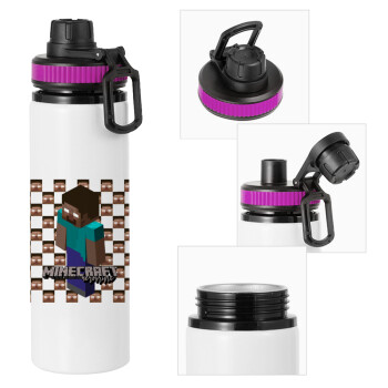 Minecraft herobrine, Metallic water bottle with safety lid, 850ml aluminum