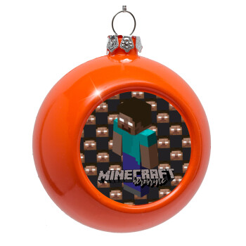 Minecraft herobrine, Orange Christmas tree ornament bauble 8cm