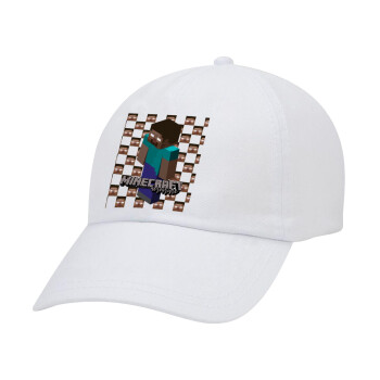 Minecraft herobrine, Καπέλο ενηλίκων Jockey Λευκό (snapback, 5-φύλλο, unisex)