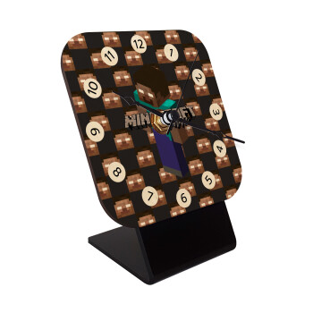 Minecraft herobrine, Επιτραπέζιο ρολόι σε φυσικό ξύλο (10cm)