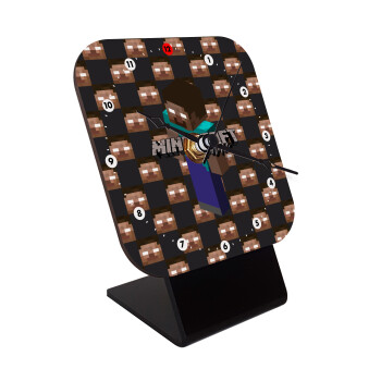 Minecraft herobrine, Quartz Wooden table clock with hands (10cm)