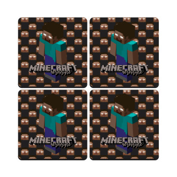 Minecraft herobrine, ΣΕΤ 4 Σουβέρ ξύλινα τετράγωνα (9cm)