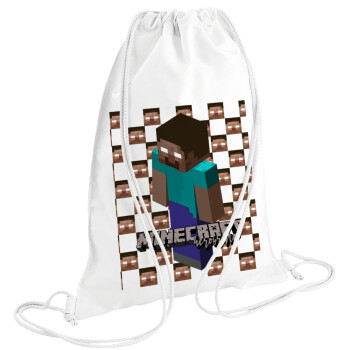 Minecraft herobrine, Backpack pouch GYMBAG white (28x40cm)
