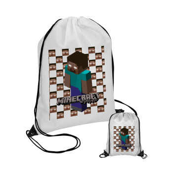 Minecraft herobrine, Τσάντα πουγκί με μαύρα κορδόνια 45χ35cm (1 τεμάχιο)