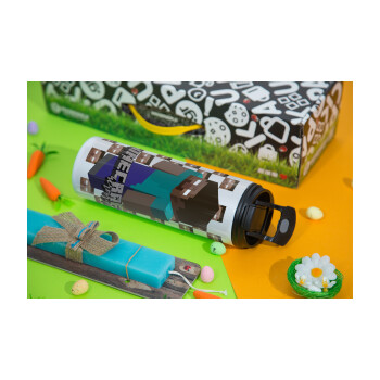 Minecraft herobrine, Easter candle,Travel Tumbler 2 Lids, with metal straw & cleaning brush & aromatic flat candle (30cm) (BLUE)