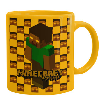 Minecraft herobrine, Ceramic coffee mug yellow, 330ml (1pcs)
