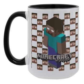 Minecraft herobrine, Κούπα Mega 15oz, κεραμική Μαύρη, 450ml